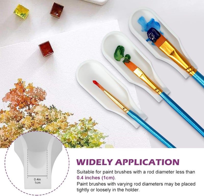 Magicfour Silicone Paint Brush Rest Holder for Watercolor Oil Acrylic Painting Brush, 3 Pcs Artist Brush Holder Caddy Organizer Solution for Painting Accessories- Space Saving Design - Image 4